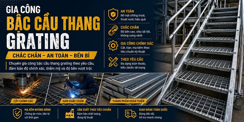 Gia công bậc cầu thang Grating