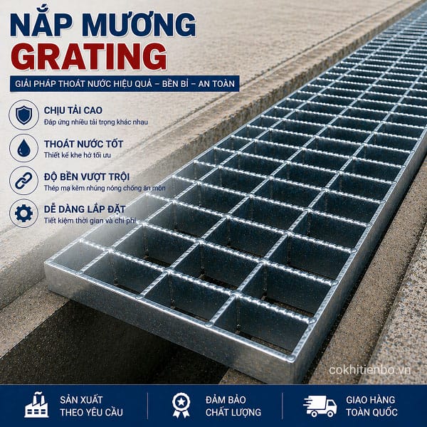 Sản xuất nắp mương grating theo yêu cầu