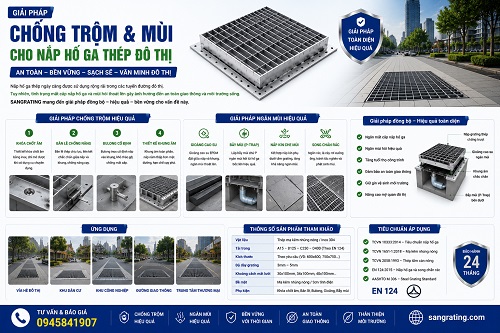 Giải pháp chống trộm và mùi cho nắp hố ga thép đô thị