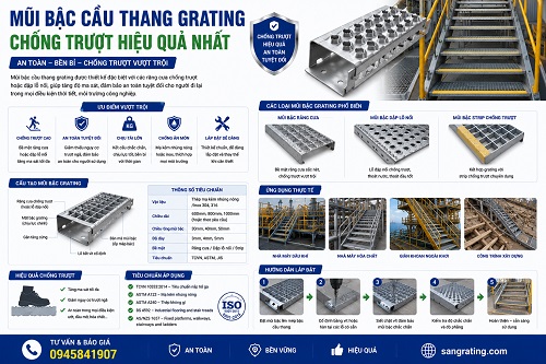 Mũi Bậc Cầu Thang Grating Chống Trượt Hiệu Quả Nhất