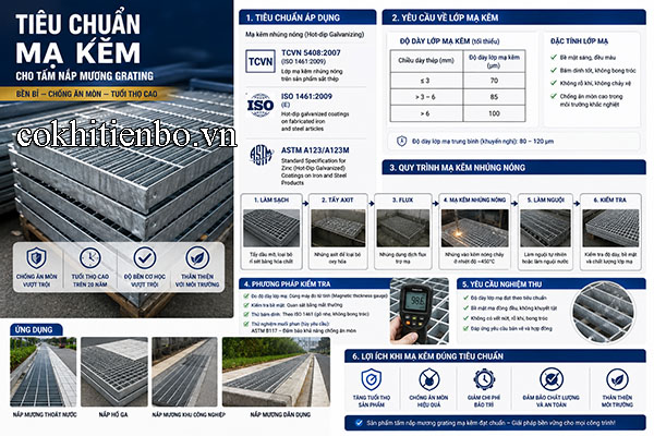 Tiêu chuẩn mạ kẽm cho tấm nắp mương grating