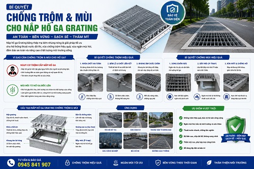Bí quyết chống trộm và mùi cho nắp hố ga Grating