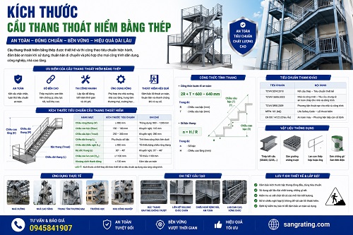 Cách tính kích thước cầu thang thoát hiểm bằng thép chuẩn nhất